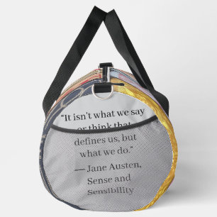 Jane Austen Bücher + Zitat (grau) Duffle Bag
