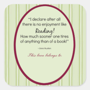 Jane Austen Customized Buchzeichen Quadratischer Aufkleber