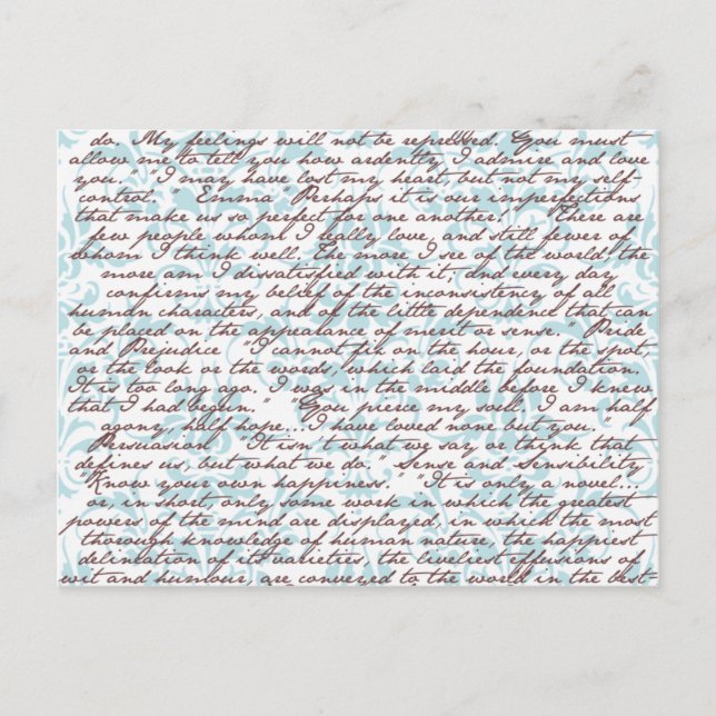 Jane Austen Damask Postkarte (Vorderseite)