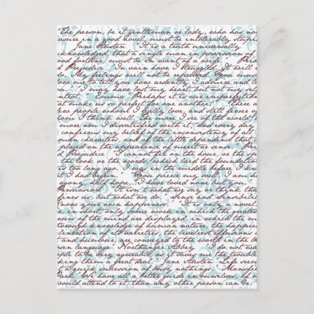 Jane Austen Damask Postkarte (Vorderseite)