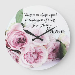 Jane Austen Emma Buch Zitat Rosa Rosa Floral Große Wanduhr