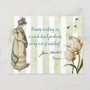 Jane Austen Emma Zitat vintage blau gestreift hübs Postkarte