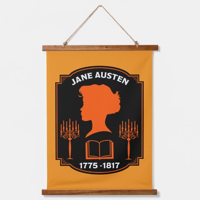 Jane Austen English Novelist Wandteppich Mit Holzrahmen (Vorderseite)