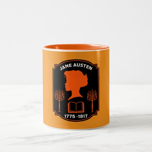 Jane Austen English Novelist Zweifarbige Tasse (Mittel)