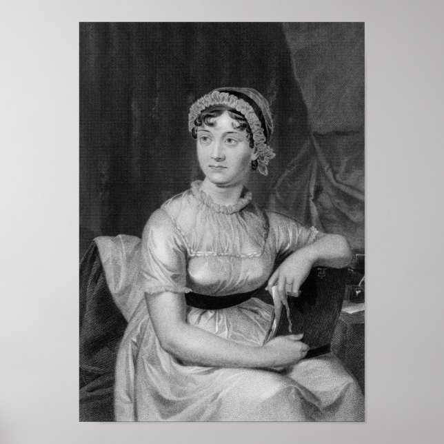 Jane Austen Graved Portrait Poster (Vorne)