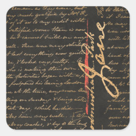 Jane Austen Handwriting Square Sticker