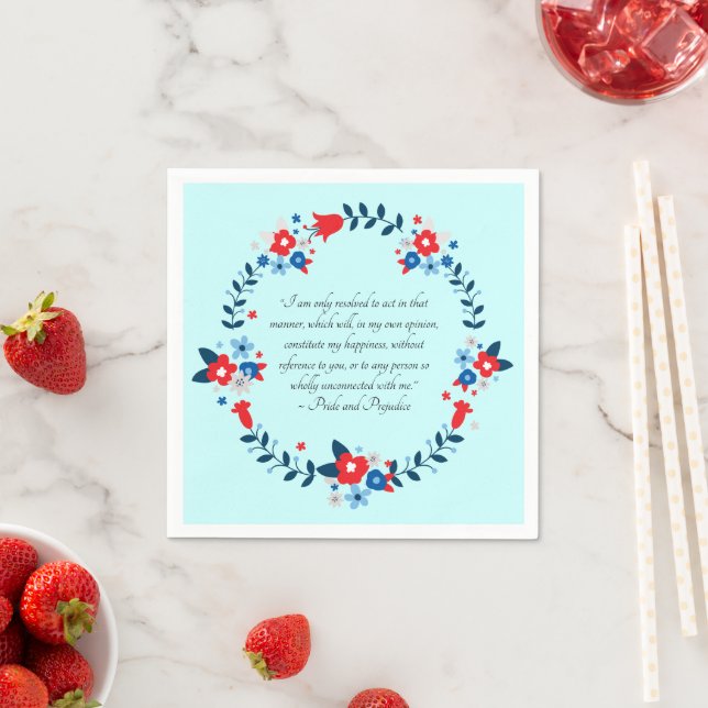 Jane Austen Happiness Quote, Pride and Prejudice Serviette (Beispiel)