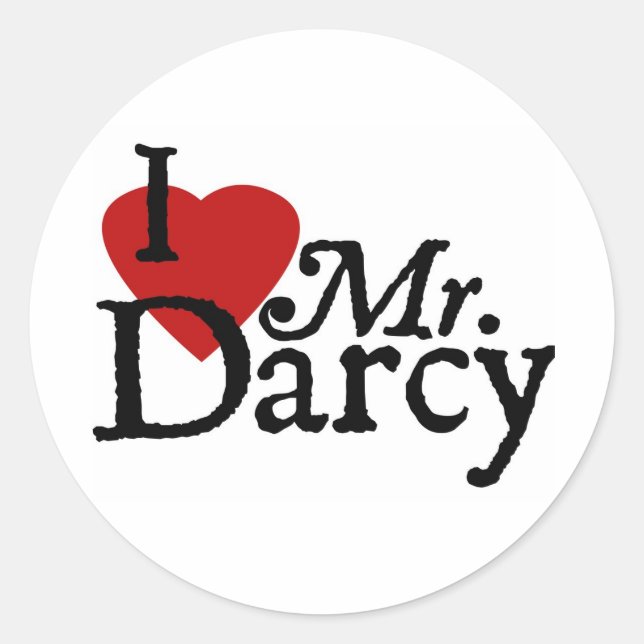 Jane Austen I LIEBE Darcy Runder Aufkleber (Vorderseite)