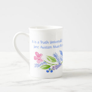 Jane Austen Motto Floral FEINSTEINZEUG Prozellantasse