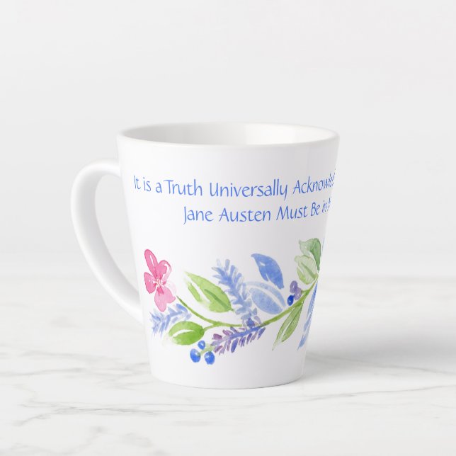Jane Austen Motto Floral Tasse (Linke Ecke)