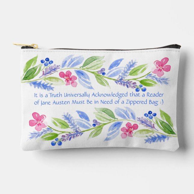 Jane Austen Motto Floral Zubehörtasche (Vorderseite)