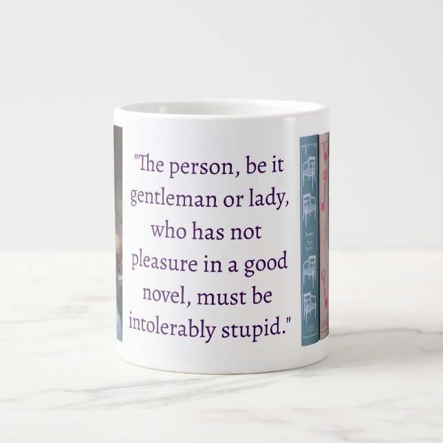 Jane Austen Novel Quote (dark purple) Jumbo-Tasse (Vorderseite)