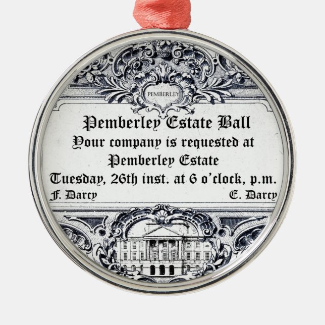 Jane Austen: Pemberley Anwesen-Ball Silbernes Ornament (Vorne)