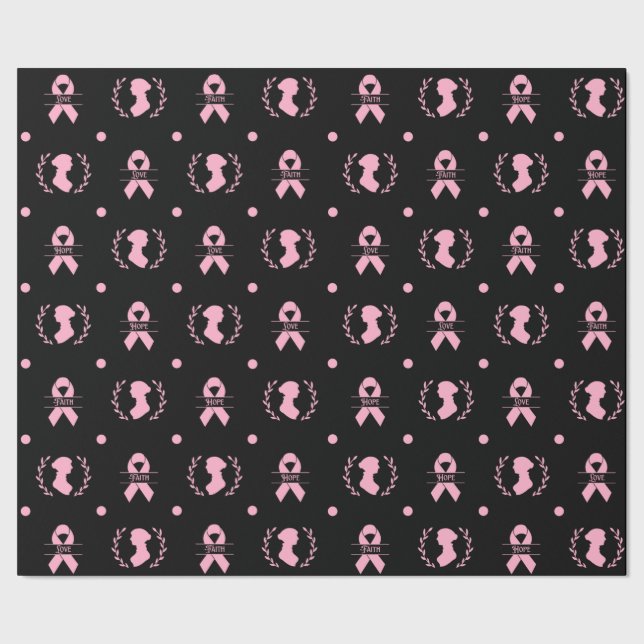 Jane Austen Pink Ribbon Wrapping Paper Geschenkpapier (Saum)