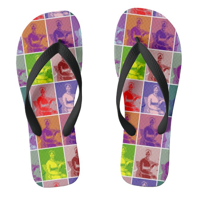 Jane Austen Pop Art bunt Flip Flops (Fußbett)