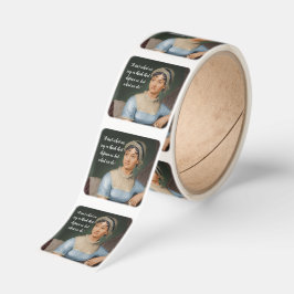 Jane Austen portrait and quote Quadratischer Aufkleber