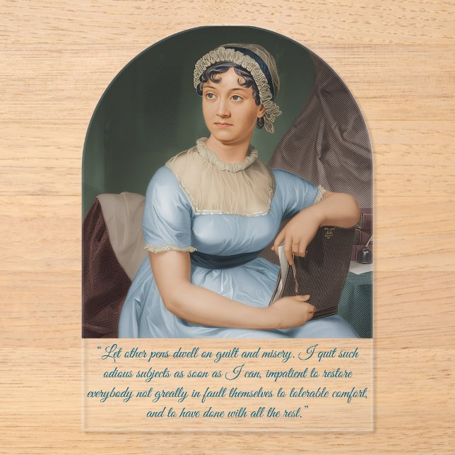 Jane Austen portrait + quote (Blue) Acryleinladungen (Vorderseite)