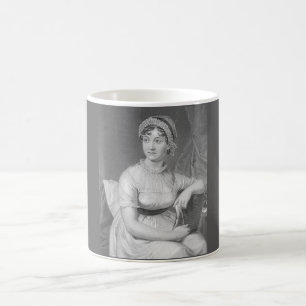 Jane Austen Portrait Schwarz-weiß und Gray Kaffeetasse