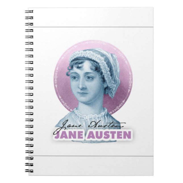 Jane Austen Portrait und Signature Pink Notizblock (Vorderseite)