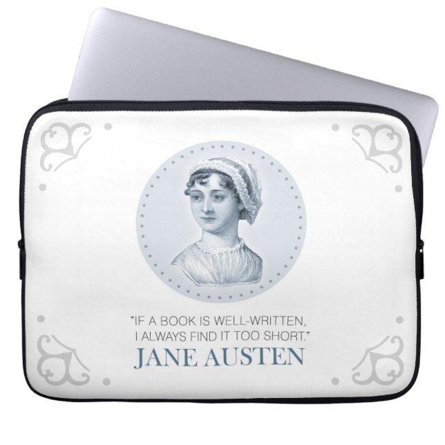 Jane Austen Portrait und Zitat zum Lesen Laptopschutzhülle (Vorderseite)