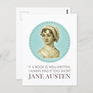 Jane Austen Portrait und Zitat zum Lesen Postkarte