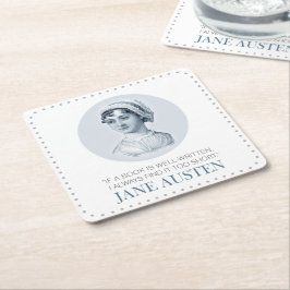 Jane Austen Portrait und Zitat zum Lesen Rechteckiger Pappuntersetzer