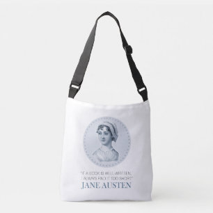Jane Austen Portrait und Zitat zum Lesen Tragetaschen Mit Langen Trägern