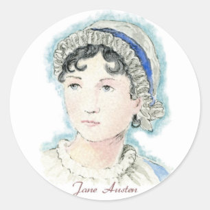 Jane Austen-Porträt durch Alice Flynn Runder Aufkleber