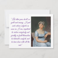 Jane Austen-Porträt plus Zitat (lila gefaltete Kar