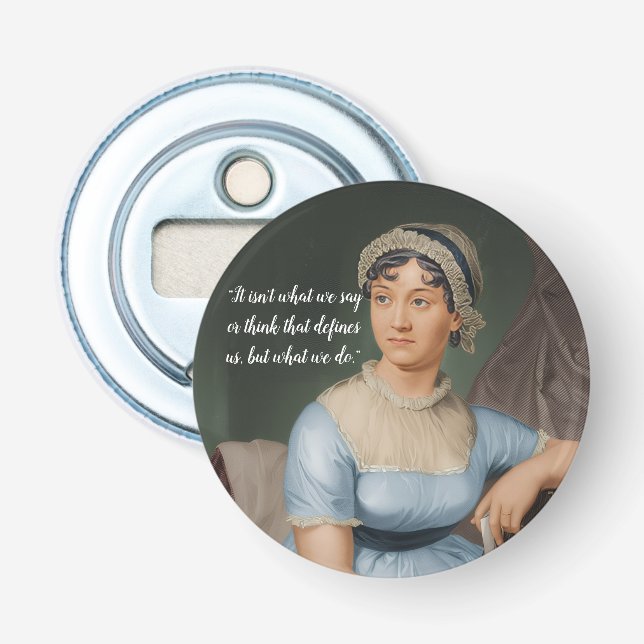 Jane-Austen-Porträt und Zitat Flaschenöffner (Vorderseite)