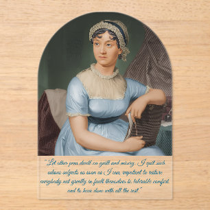 Jane Austen-Porträt + Zitat (Blau) Acryleinladungen