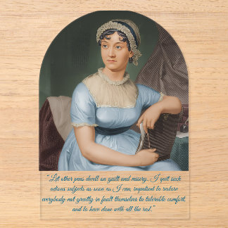 Jane Austen-Porträt + Zitat (Blau) Acryleinladungen