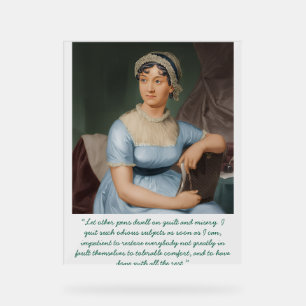 Jane Austen-Porträt + Zitat (Blau) Acrylschild