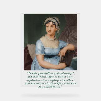 Jane Austen-Porträt + Zitat (Blau) Acrylschild