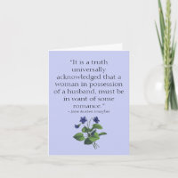Jane Austen Pride and Prejudice Anniversary Card