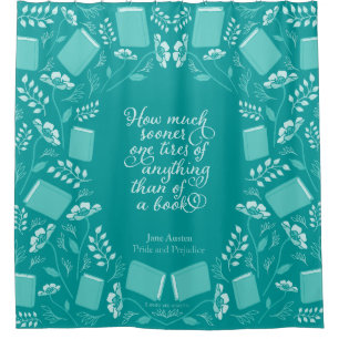 Jane Austen Pride & Prejudice Aquamarin Floral Boo Duschvorhang