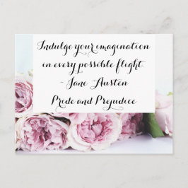 Jane Austen Pride & Prejudice Buch Zitat Rose Postkarte
