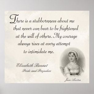 Jane Austen Pride und Prejudice Stubborness Zitat Poster