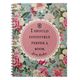 Jane Austen Quote Notebook "Prefer a Book"  Notizblock