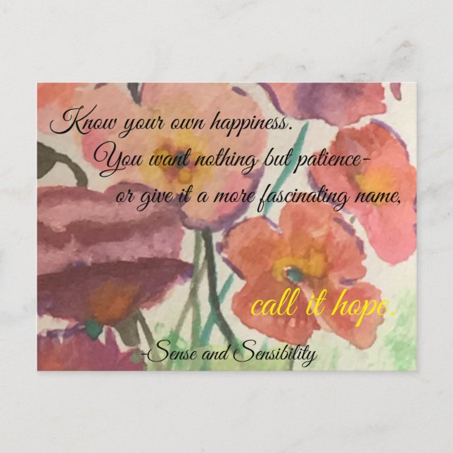 Jane Austen Quote Stationary Postkarte (Vorderseite)