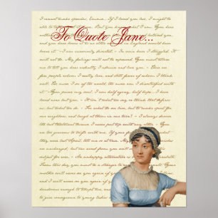 Jane Austen Quotes Pride and Prejudice, Emma, S&S Poster