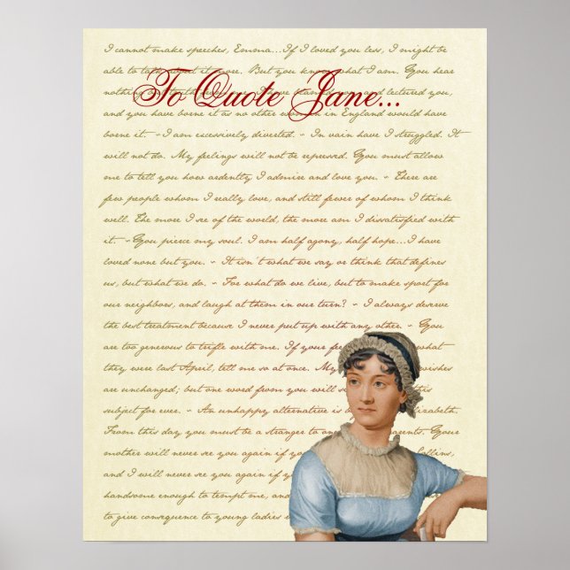 Jane Austen Quotes Pride and Prejudice, Emma, S&S Poster (Vorne)