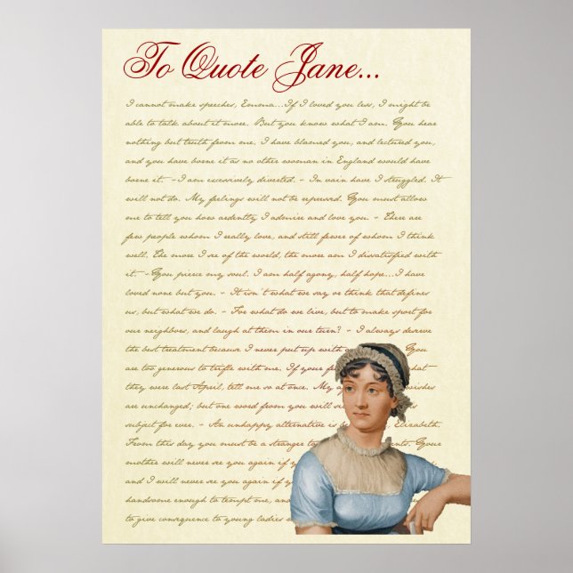 Jane Austen Quotes Pride and Prejudice, Emma, S&S Poster (Vorne)