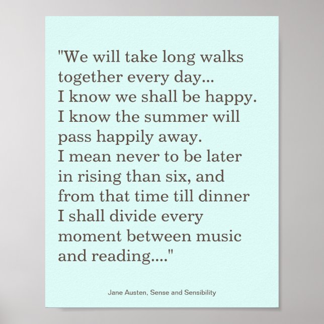 Jane Austen Reading und Musik zitieren Poster (Vorne)