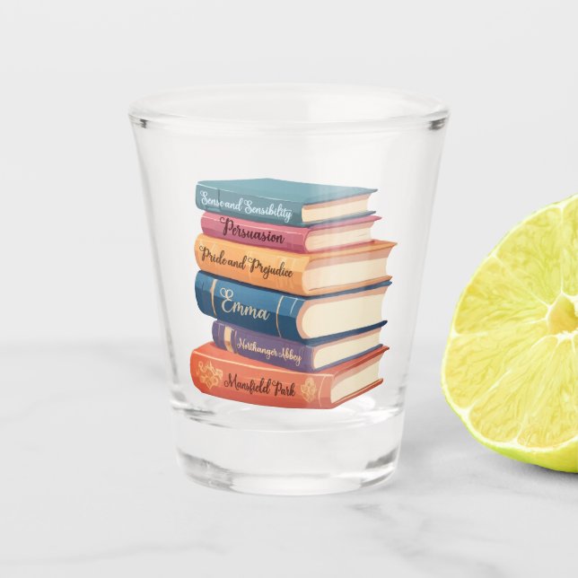 Jane Austen Romane VII Schnapsglas (Vorderseite)