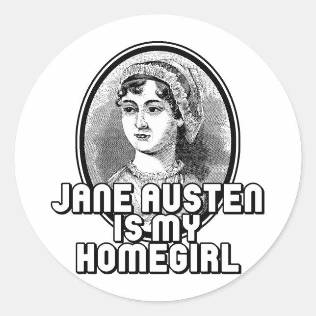 Jane Austen Runder Aufkleber (Vorderseite)