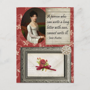 Jane Austen schreibt Inspiriertes Design Postkarte