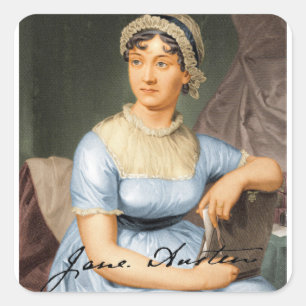 Jane Austen signierte Portrait Quadratischer Aufkleber