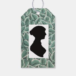 Jane Austen Silhouette on Leaf Wallpaper Geschenkanhänger