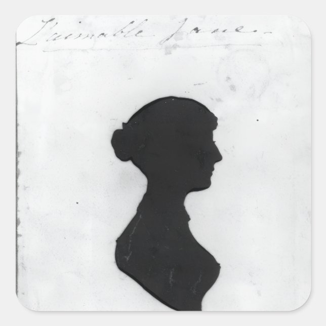 Jane-Austen-Silhouette Quadratischer Aufkleber (Vorderseite)